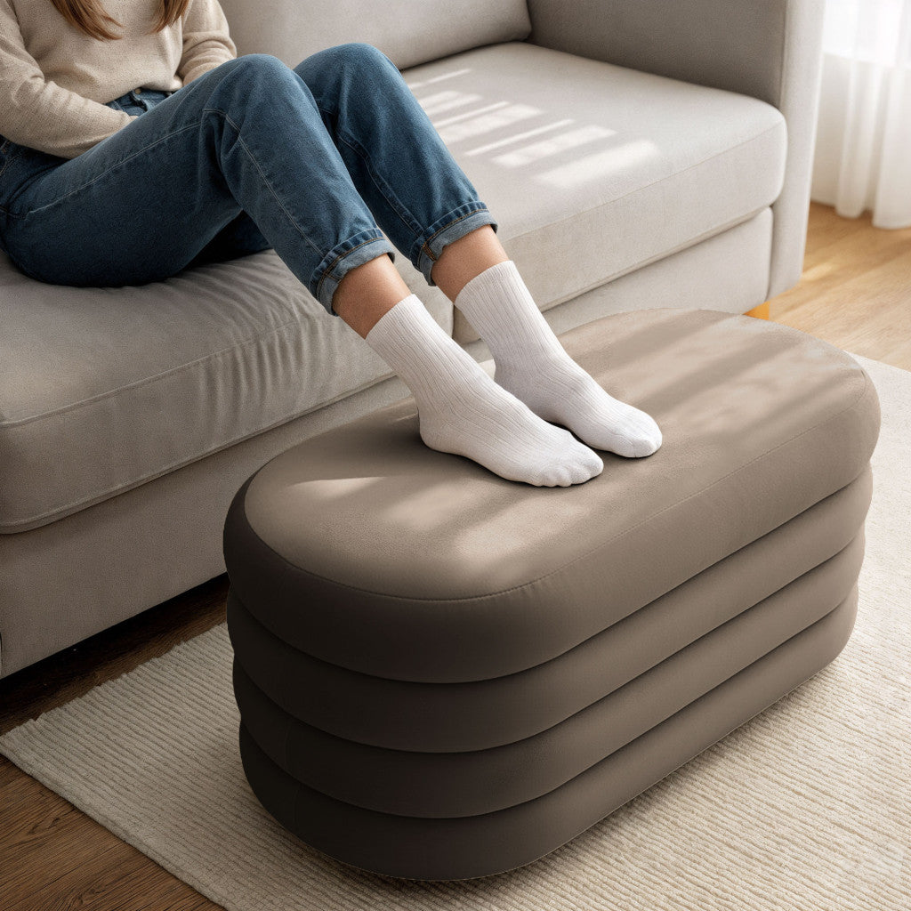 Taburet tapitat Puffo cu spatiu de depozitare, velur, 100x42x42 cm, maro
