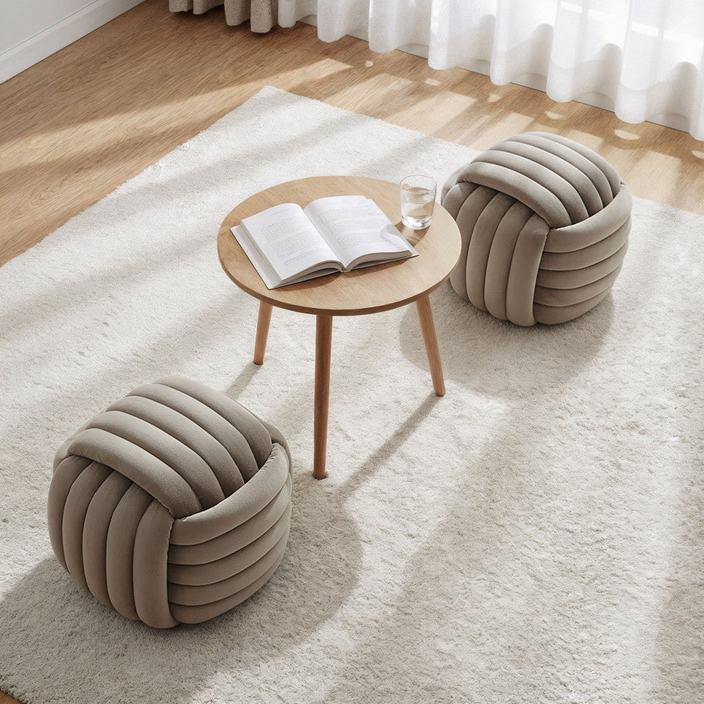 Taburet tapitat Nilo, velur, 53x50x43 cm, bej