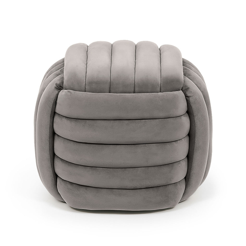 Taburet tapitat Nilo, velur, 53x50x43 cm, gri deschis