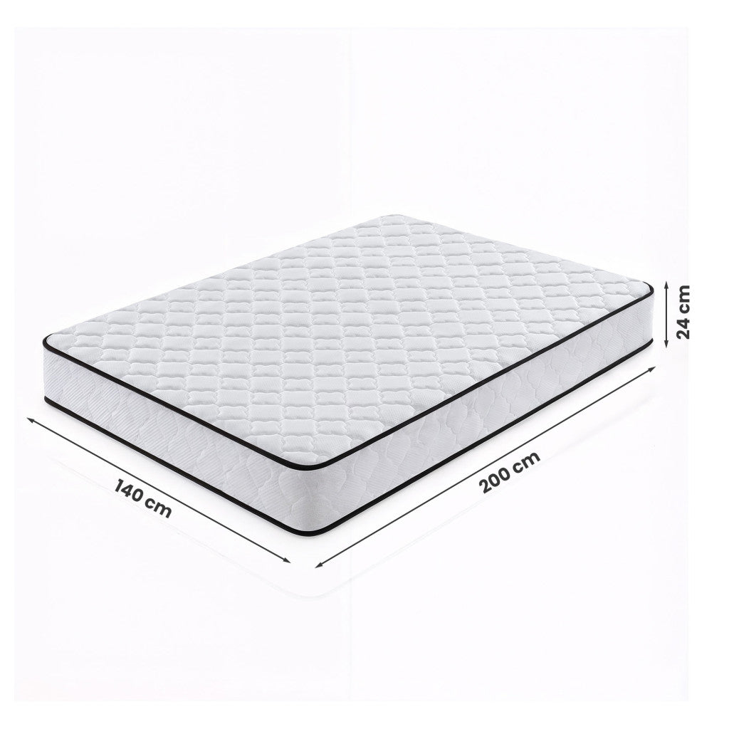 Saltea cu arcuri si husa de protectie, 7 zone confort, duritate H3 medie, inaltime 24 cm, alb,140x200 cm