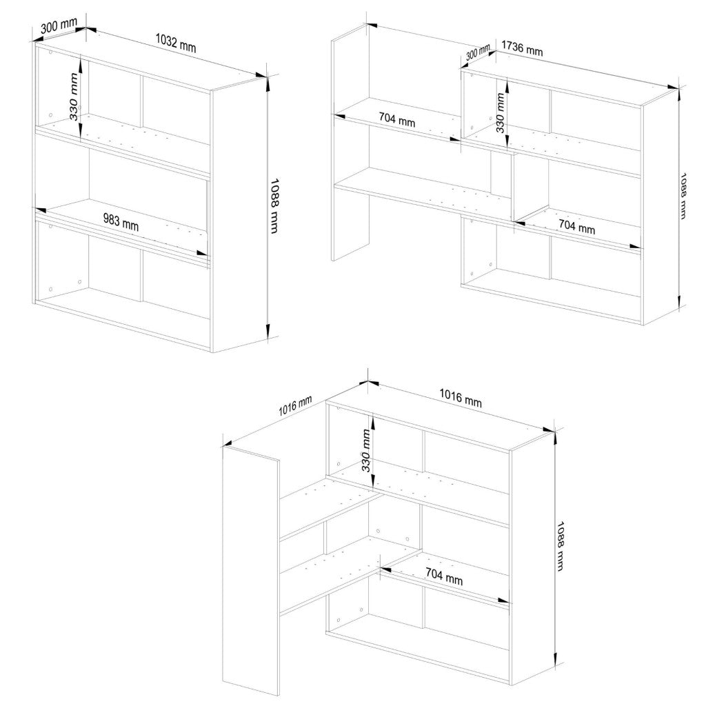Etajera de colt pentru carti si decoratiuni, cu 3 rafturi, PAL laminat 16 mm, 174x30x109 cm, stejar sonoma