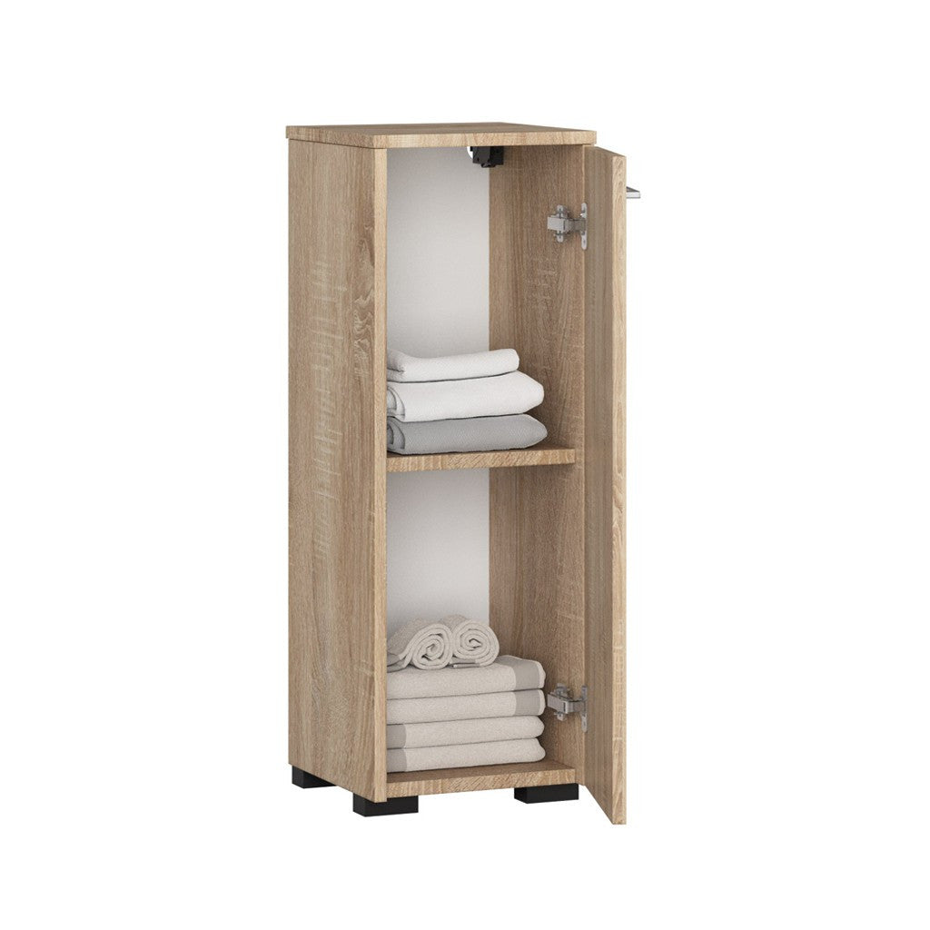 Dulap de baie tip baza, cu usa reversibila si raft interior, PAL 16 mm, 30x30x85 cm, stejar sonoma