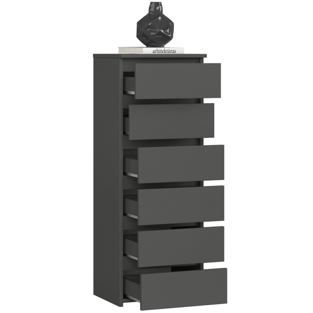 Comoda cu 6 sertare, PAL laminat 16 mm, 40x35x109 cm, gri
