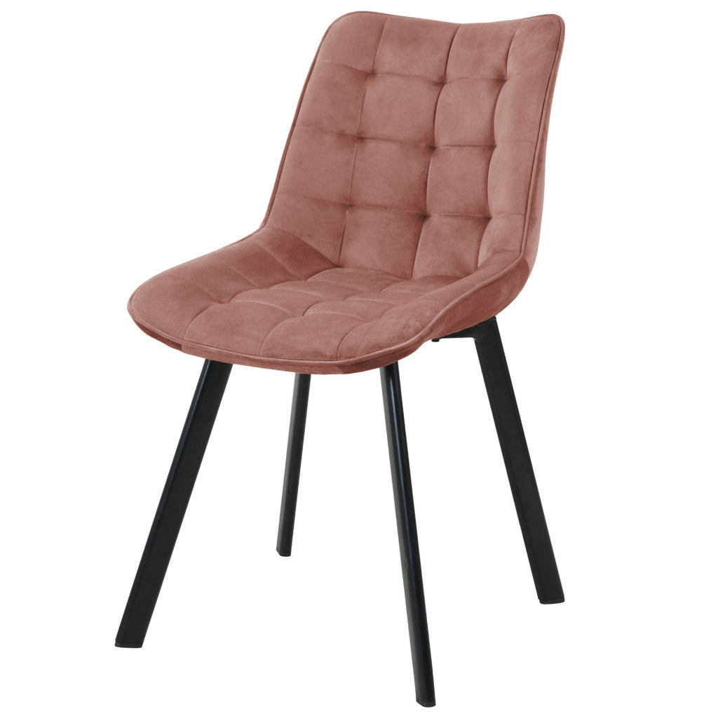 Scaun tapitat, din velur, picioare metalice, maxim 125 kg, 48x60x87 cm, roz pudrat