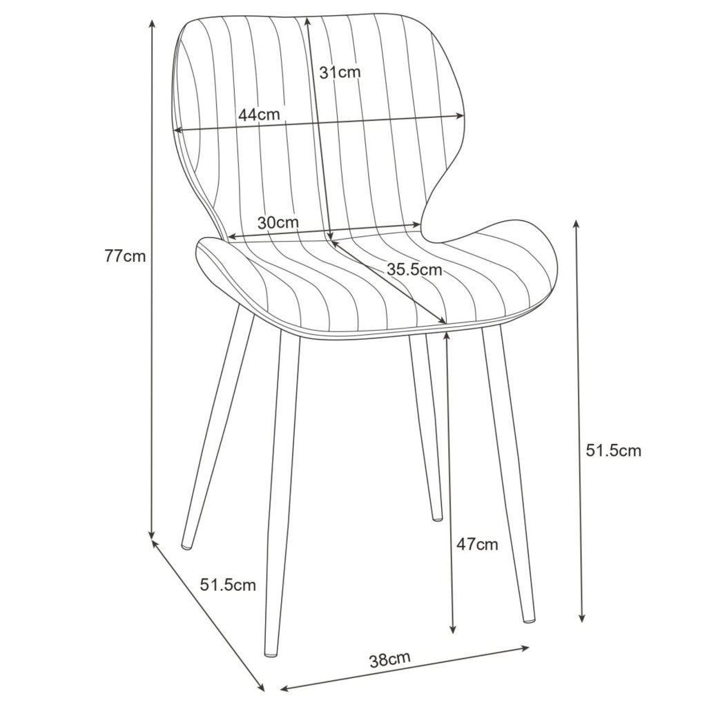 Set 2 scaune tapitate, din velur, picioare metalice, maxim 125 kg, 44x52x77 cm, verde