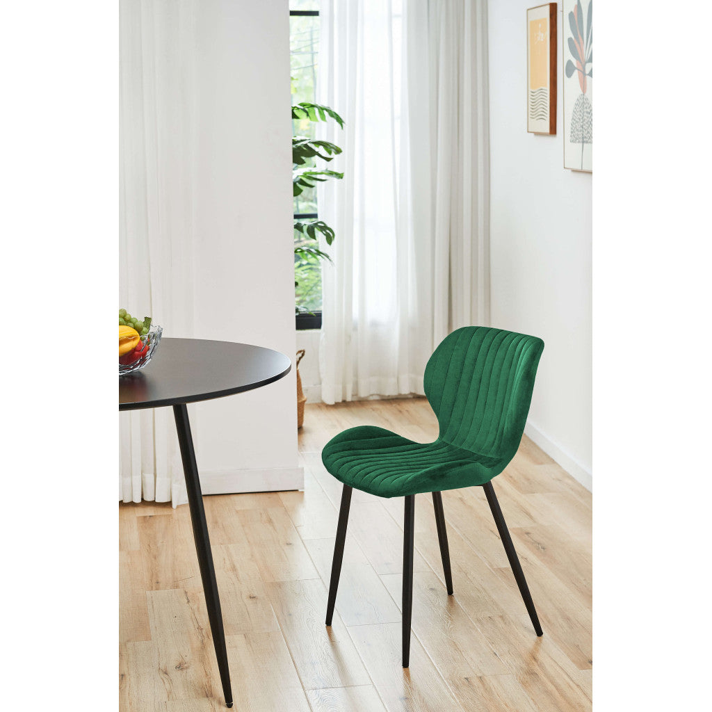 Set 2 scaune tapitate, din velur, picioare metalice, maxim 125 kg, 44x52x77 cm, verde
