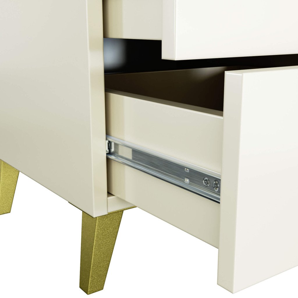 Comoda MOBI K-02 cu 2 sertare, PAL laminat 16 mm, 40x37x43 cm, casmir cu detalii aurii