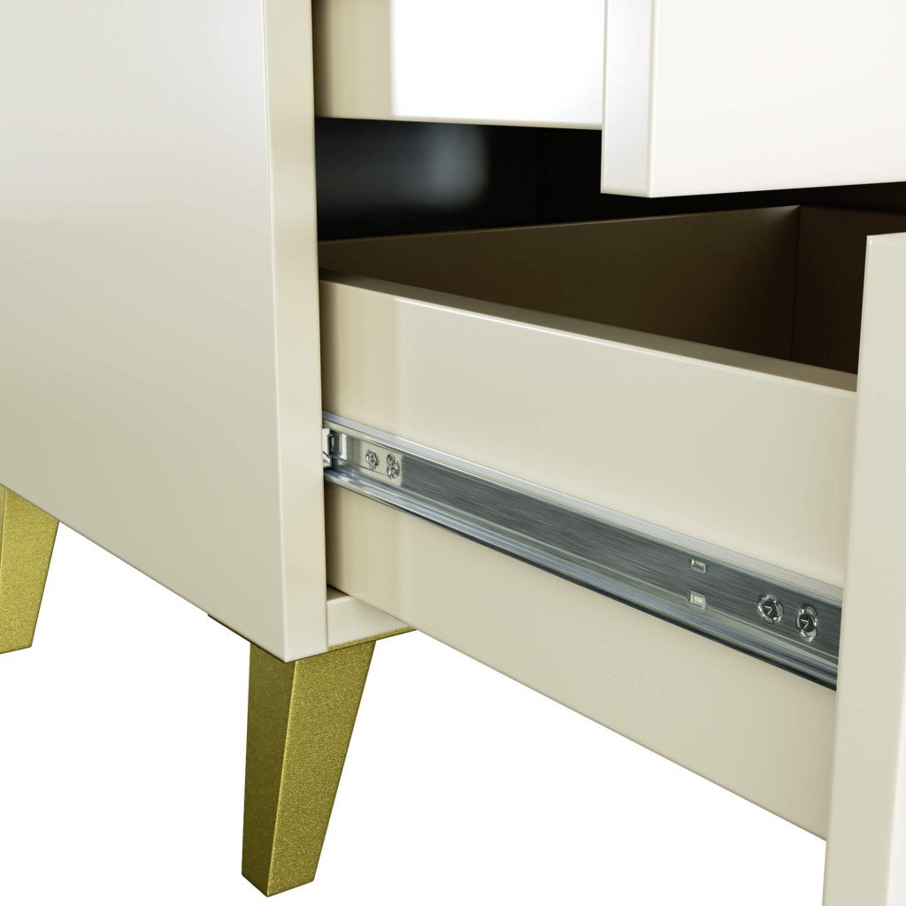 Comoda MOBI K-03 cu 3 sertare, PAL laminat 16 mm, 40x37x58 cm, casmir cu detalii aurii
