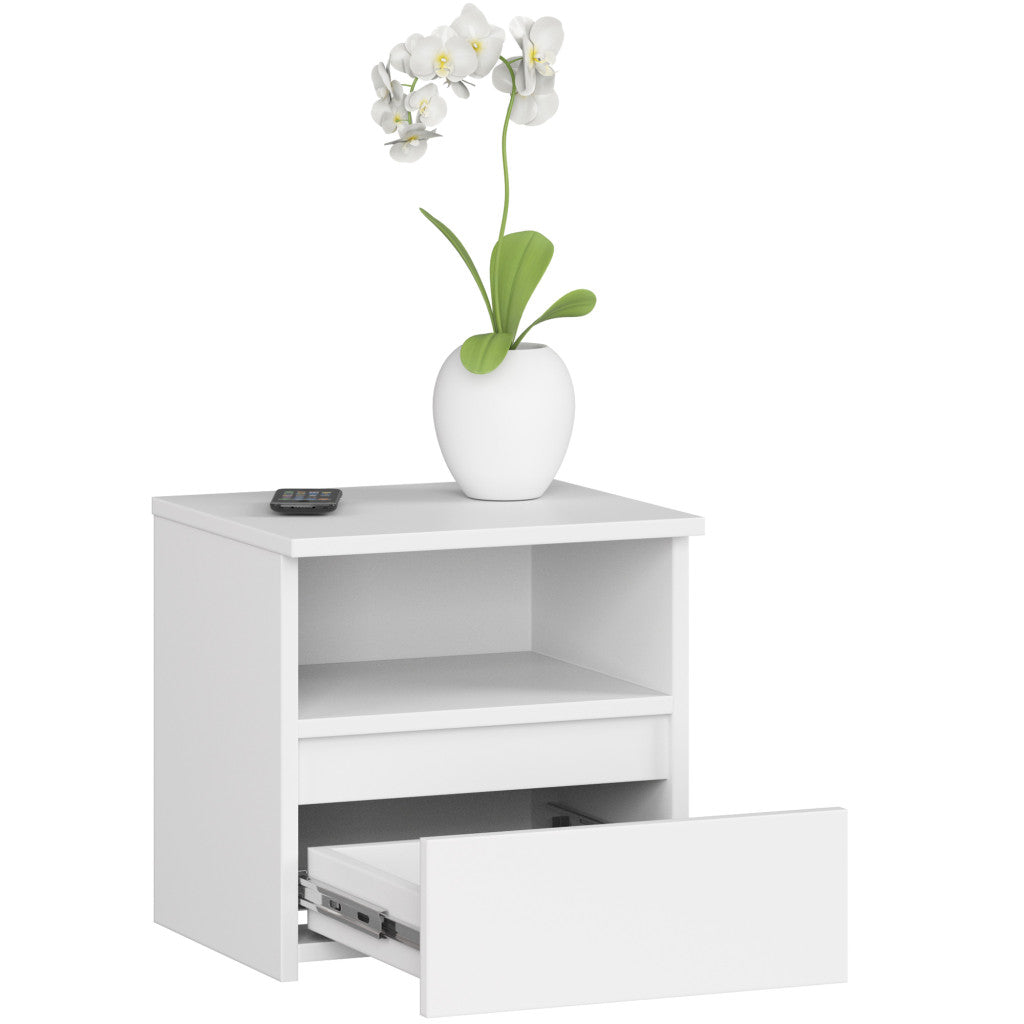 Noptiera cu 1 sertar, PAL laminat 16mm, 40x35x40 cm, alb