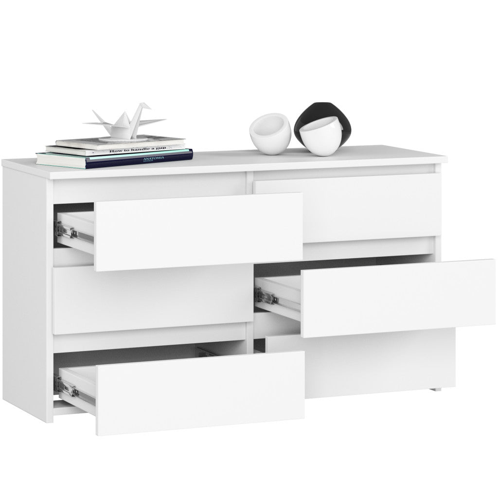 Comoda cu 6 sertare, PAL laminat, 100x35x57 cm, alb mat