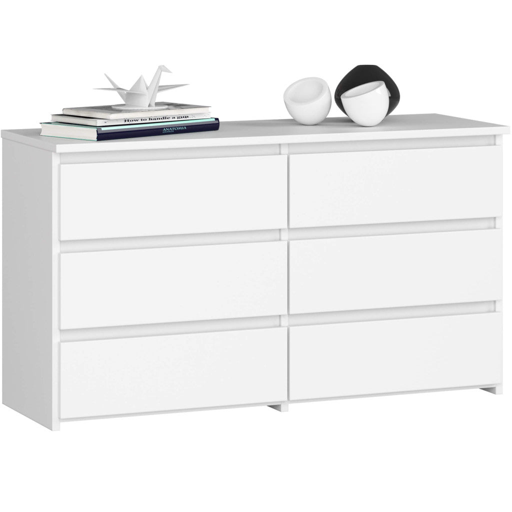 Comoda cu 6 sertare, PAL laminat, 100x35x57 cm, alb mat