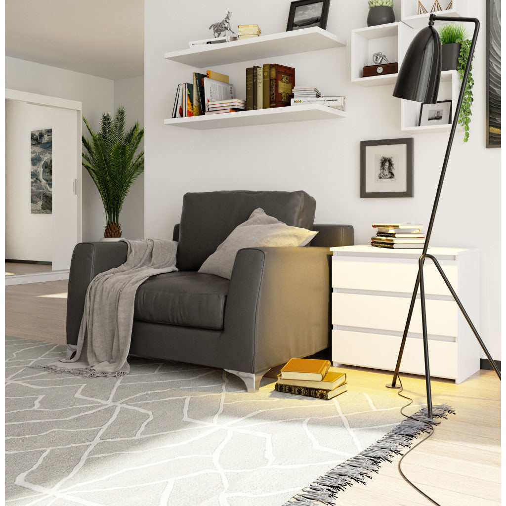 Noptiera cu 3 sertare, PAL laminat 16 mm, 60x35x57 cm, alb