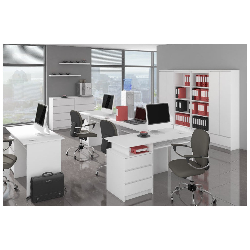 Comoda cu 6 sertare, PAL laminat, 138x40x77 cm, alb mat