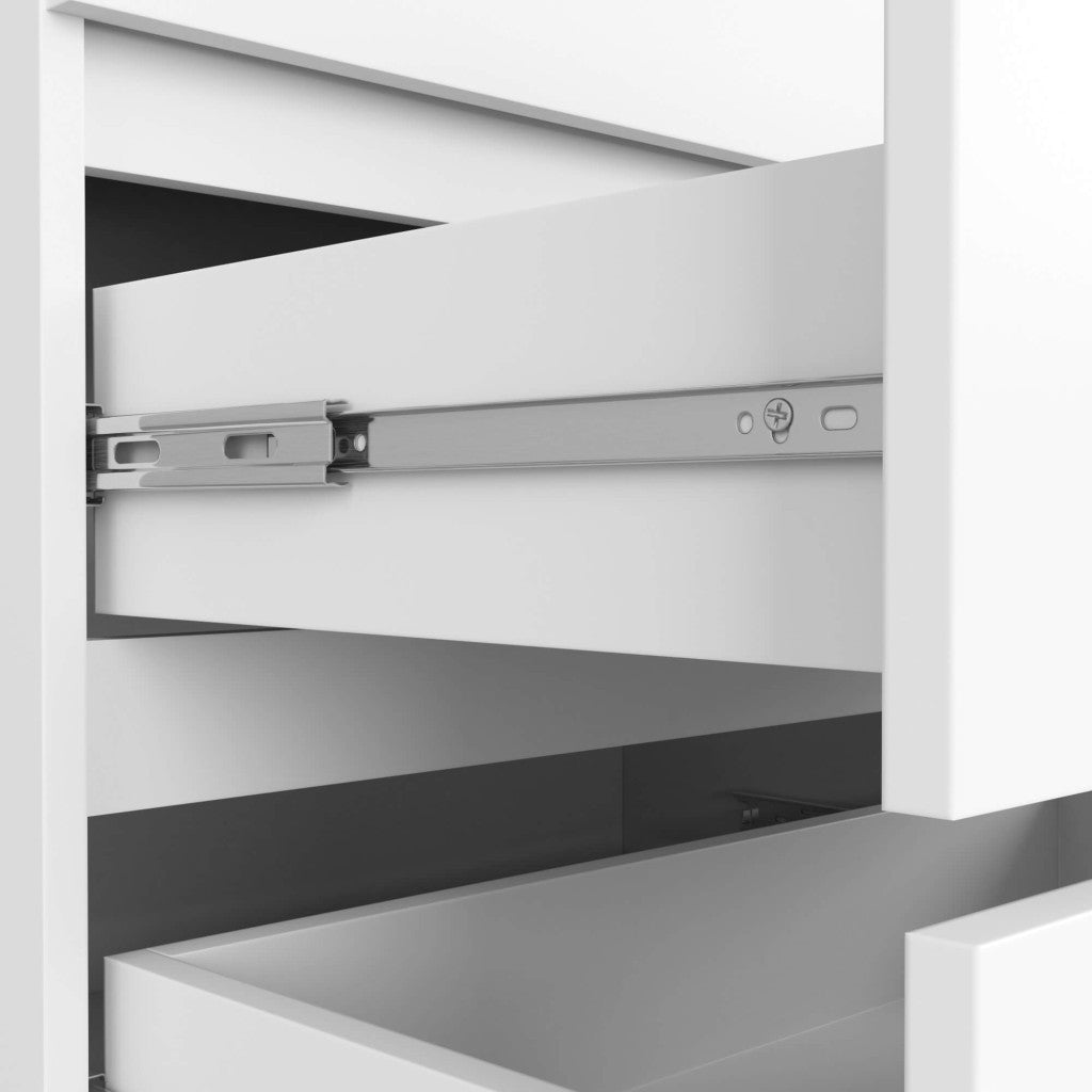 Comoda cu 6 sertare, PAL laminat, 138x40x77 cm, alb mat