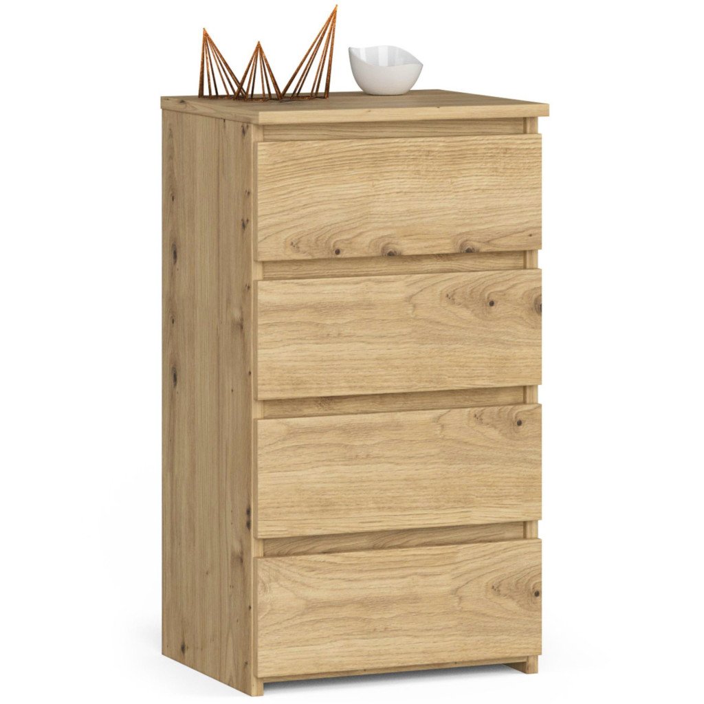 Comoda cu 4 sertare, PAL laminat 16mm, 40x35x74 cm, stejar artisan