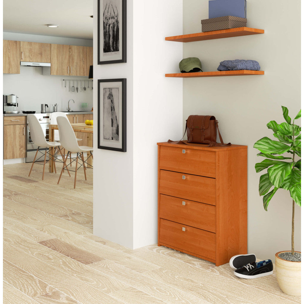 Dulap pantofi cu 4 usi rabatabile, PAL laminat, 60x33x80 cm, maro arin