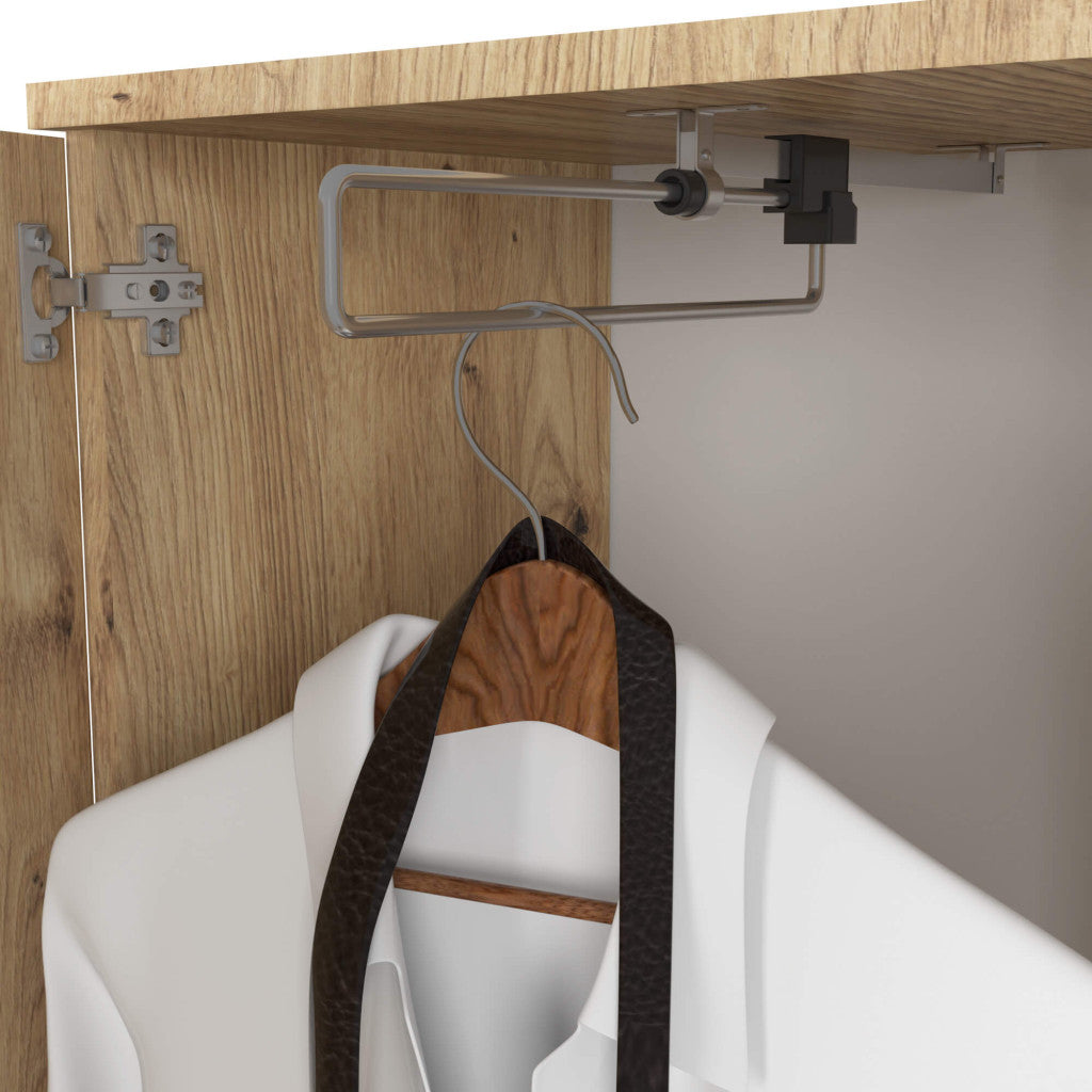 Set hol Entro cu oglinda, cuier si spatii de depozitare, PAL laminat 16 mm, 95x35x183 cm, stejar artisan