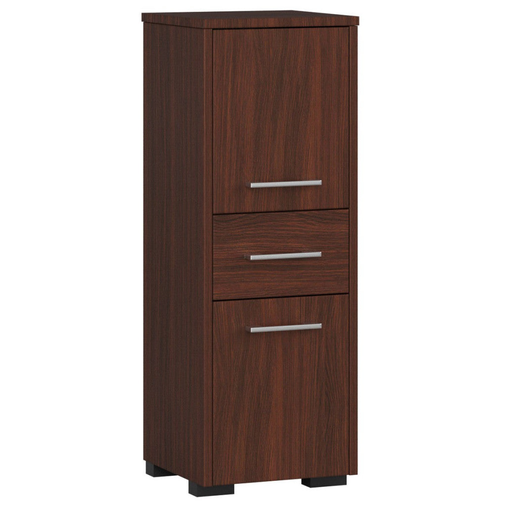 Dulap de baie tip baza, cu 2 usi si sertar, PAL 16 mm, 30x30x85 cm, maro wenge