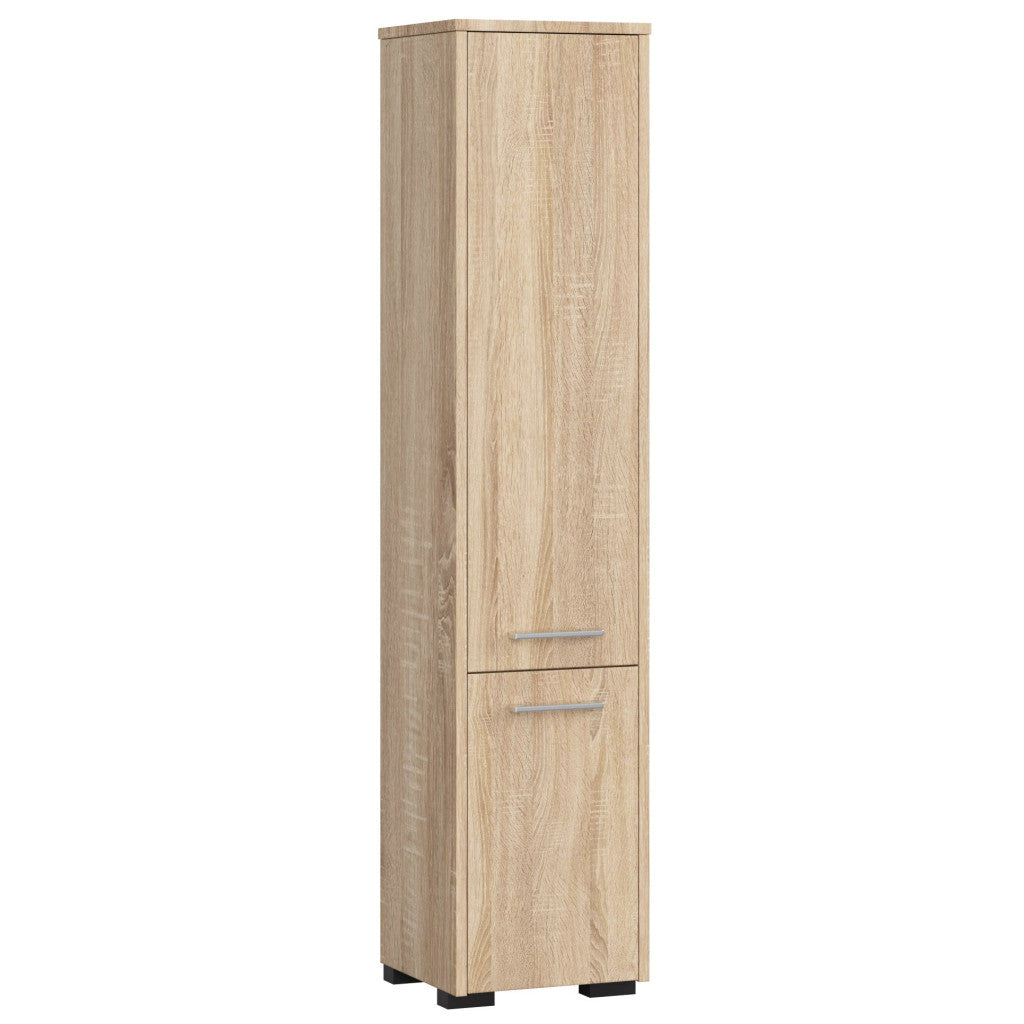 Dulap baie tip coloana cu 2 usi si 5 rafturi, PAL laminat, 30x30x140 cm, stejar sonoma