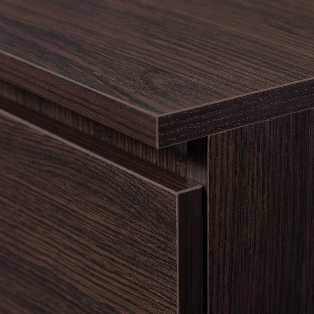 Birou computer cu 3 sertare si raft pentru tastatura, dreapta, 90x50x77 cm, maro wenge