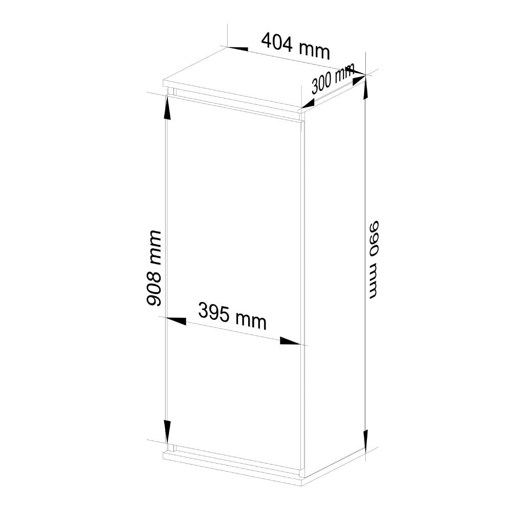 Dulap suspendat, cu usa si 3 rafturi interioare, PAL 16 mm, 40x30x99 cm, alb