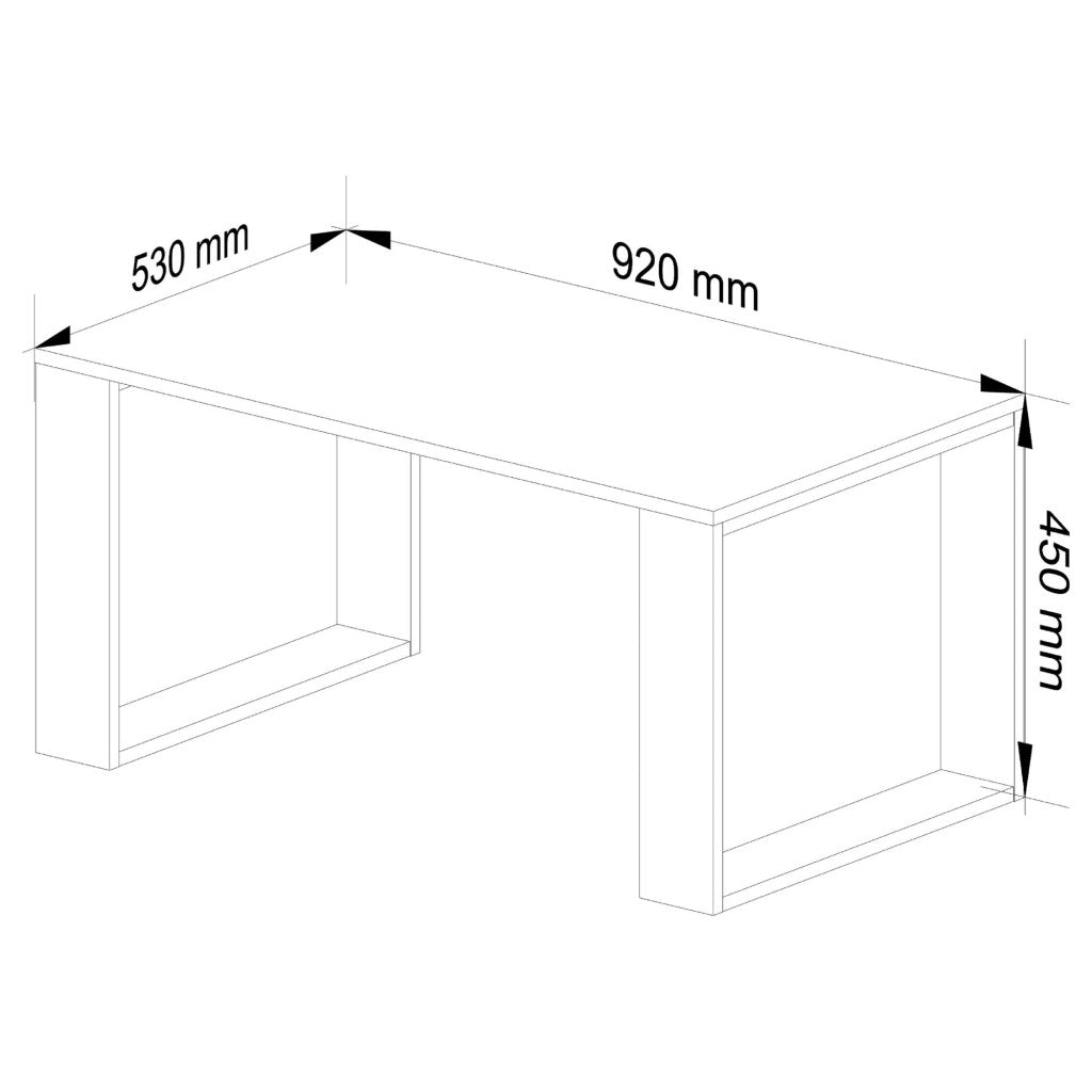 Masuta cafea NOX cu raft inferior, PAL laminat, 92x53x45 cm, alb si negru