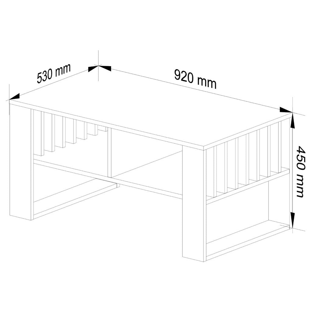 Masuta cafea ROCKFORD, cu blat din PAL, 92x53x45 cm, alb si negru