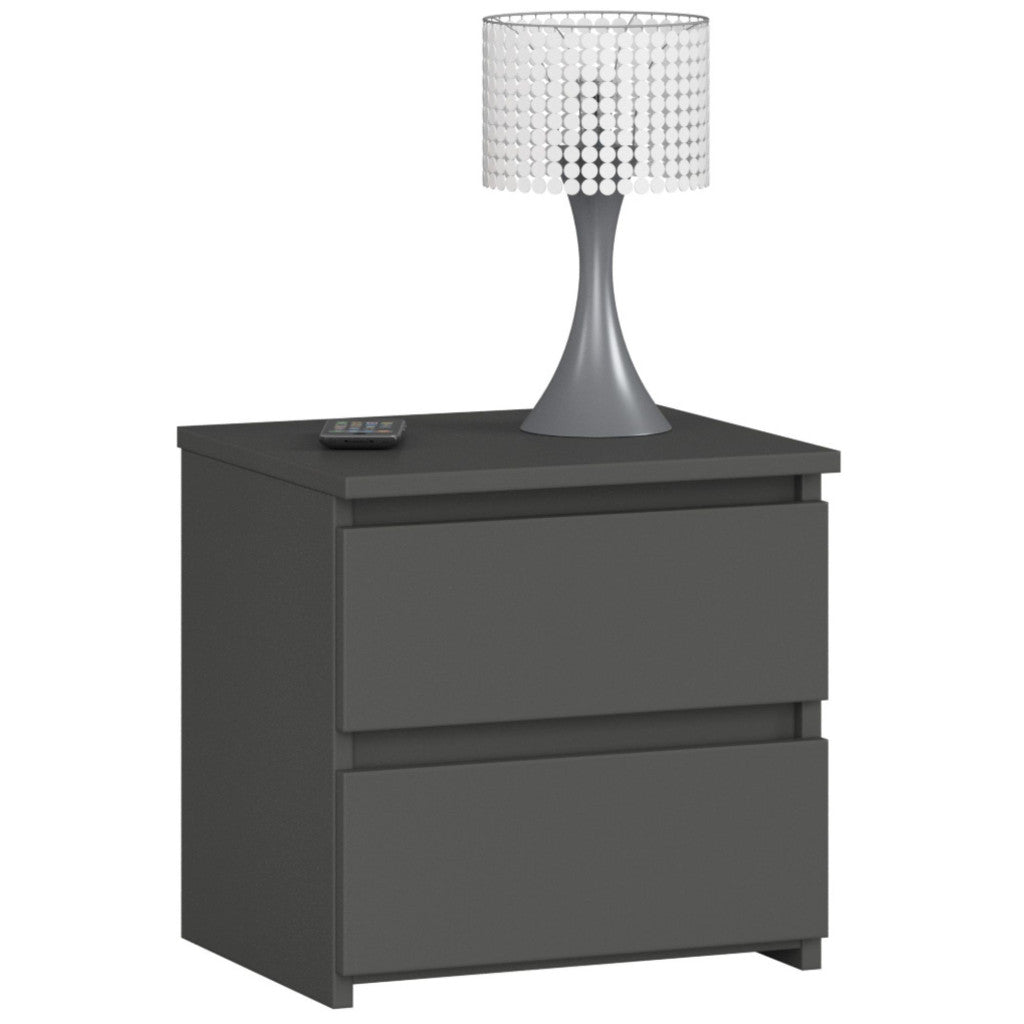 Noptiera cu 2 sertare, din PAL laminat, 40x35x40 cm, gri grafit