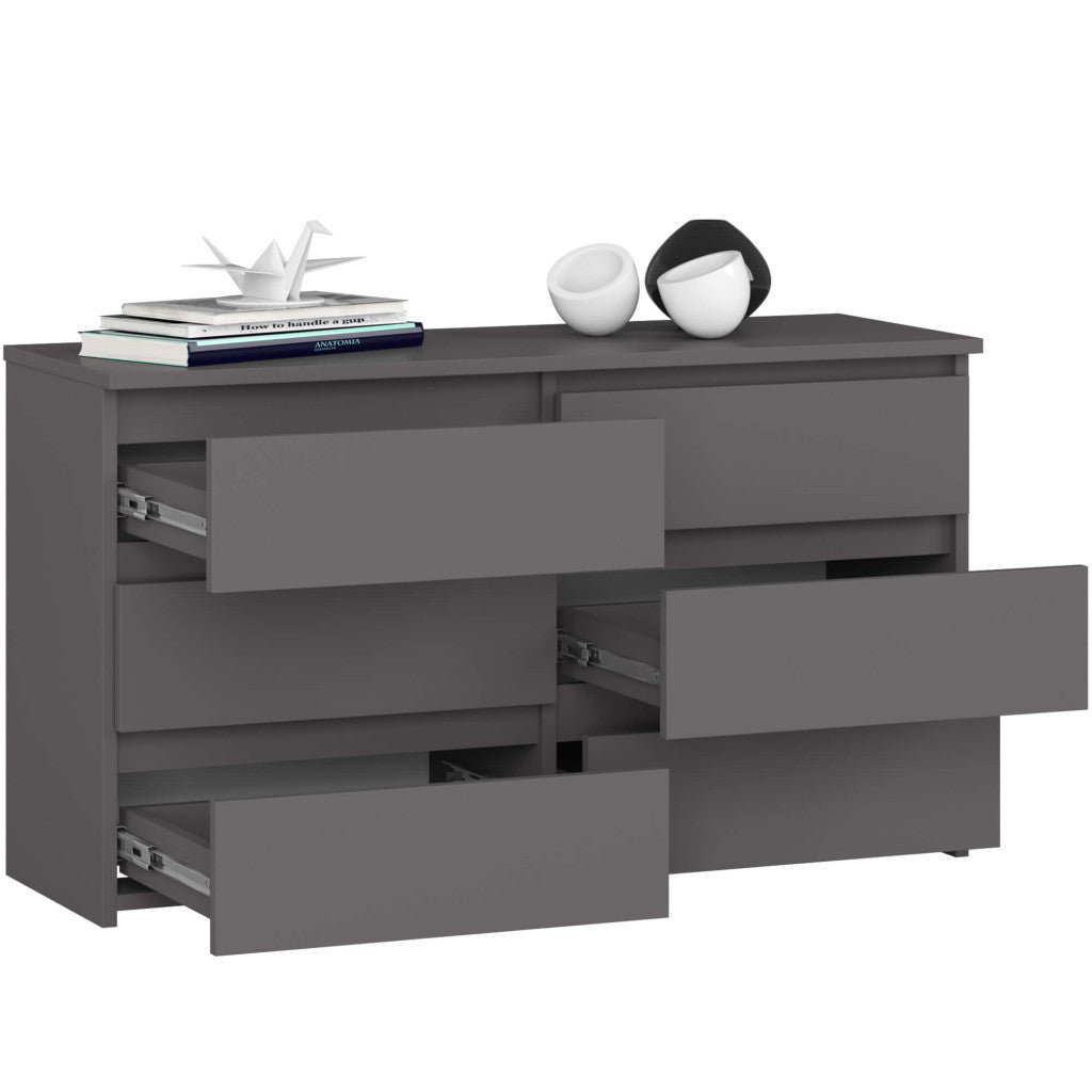 Comoda cu 6 sertare, PAL laminat, 100x35x57 cm, gri