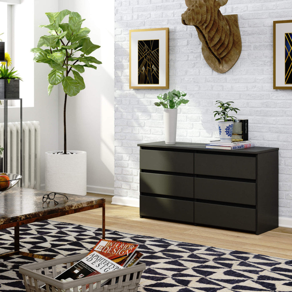 Comoda cu 6 sertare, PAL laminat, 100x35x57 cm, gri