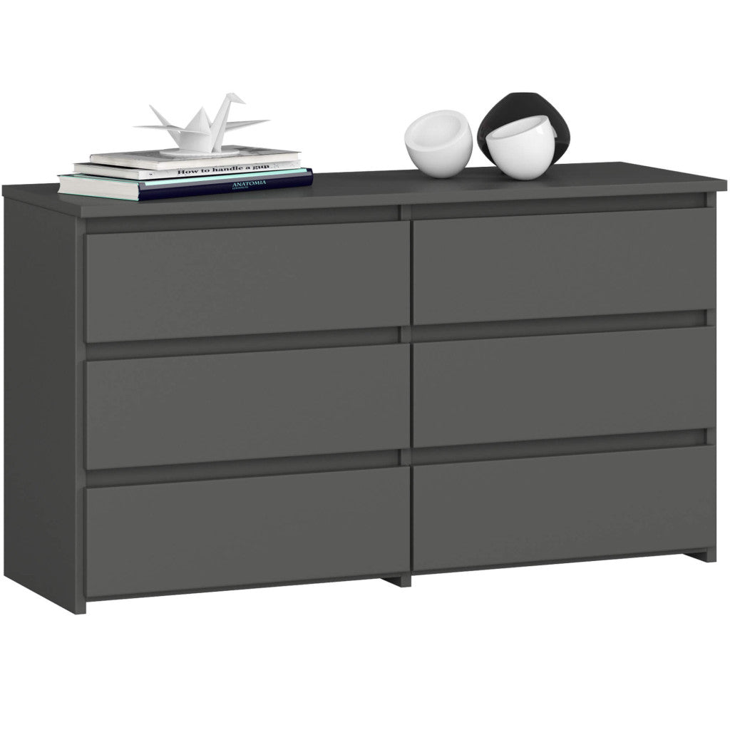Comoda cu 6 sertare, PAL laminat, 100x35x57 cm, gri
