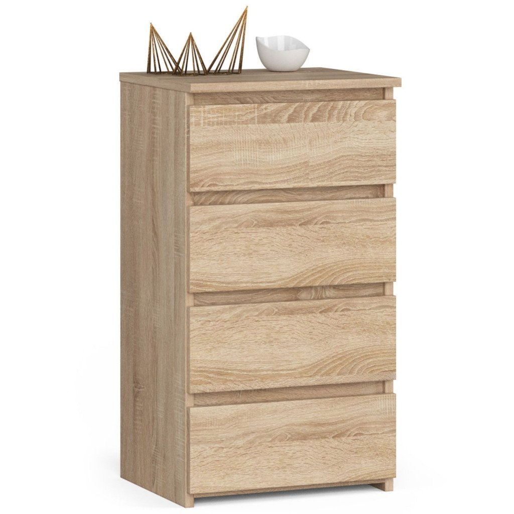 Comoda cu 4 sertare, PAL laminat 16mm, 40x35x74 cm, stejar sonoma