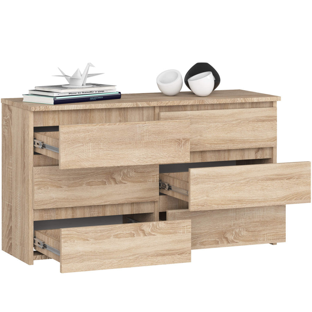 Comoda cu 6 sertare, PAL laminat, 100x35x57 cm, stejar sonoma