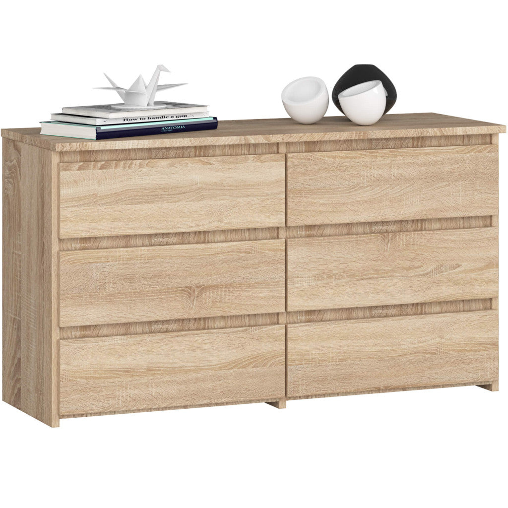 Comoda cu 6 sertare, PAL laminat, 100x35x57 cm, stejar sonoma
