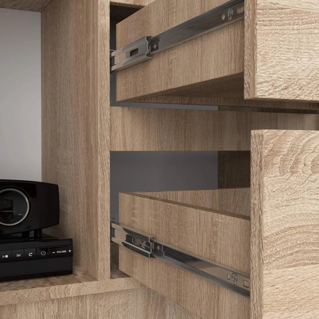 Dulap cu usa, 2 sertare si 7 rafturi, PAL laminat 16 mm, 80x35x180 cm, sonoma