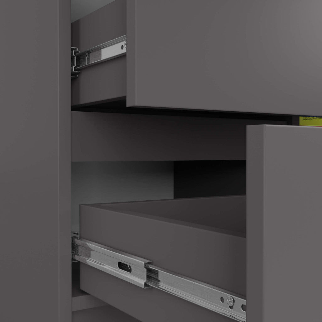 Comoda JERRY cu 3 sertare si dulap cu rafturi, PAL laminat, 80x35x77 cm, gri grafit