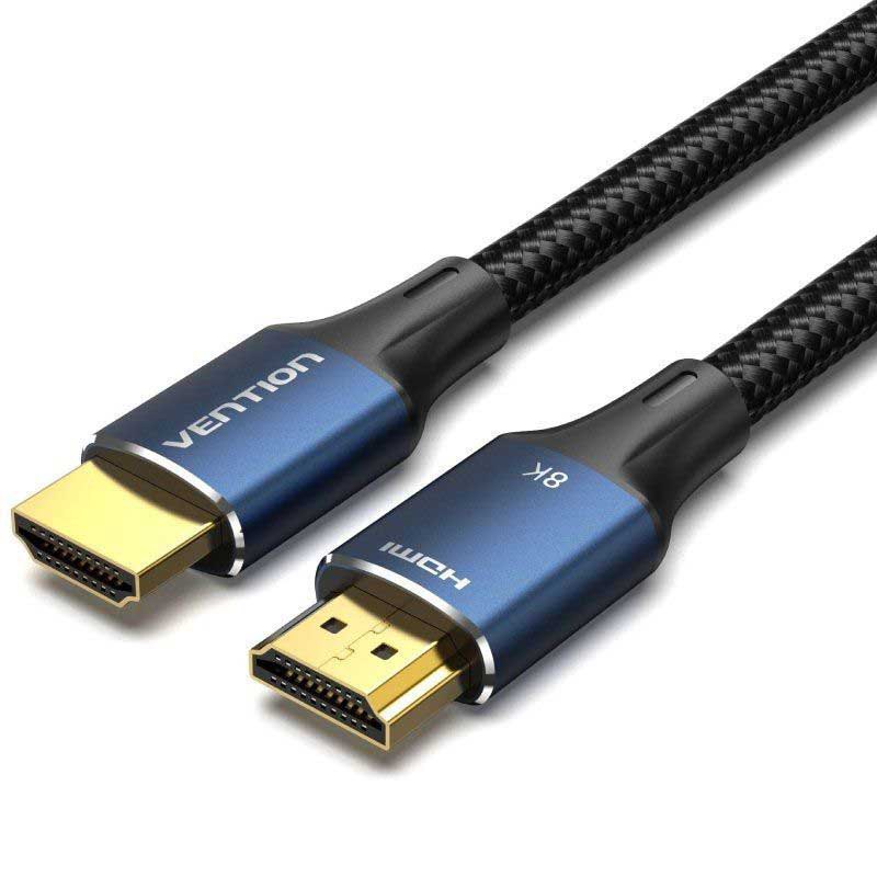 Cablu video Vention, HDMI(T) la HDMI(T), 1.5m, rezolutie maxima 8K la 60Hz/4K la 120Hz, conectori auriti, cupru/argint, bumbac braided, albastru, "ALGLG" - 6922794765245