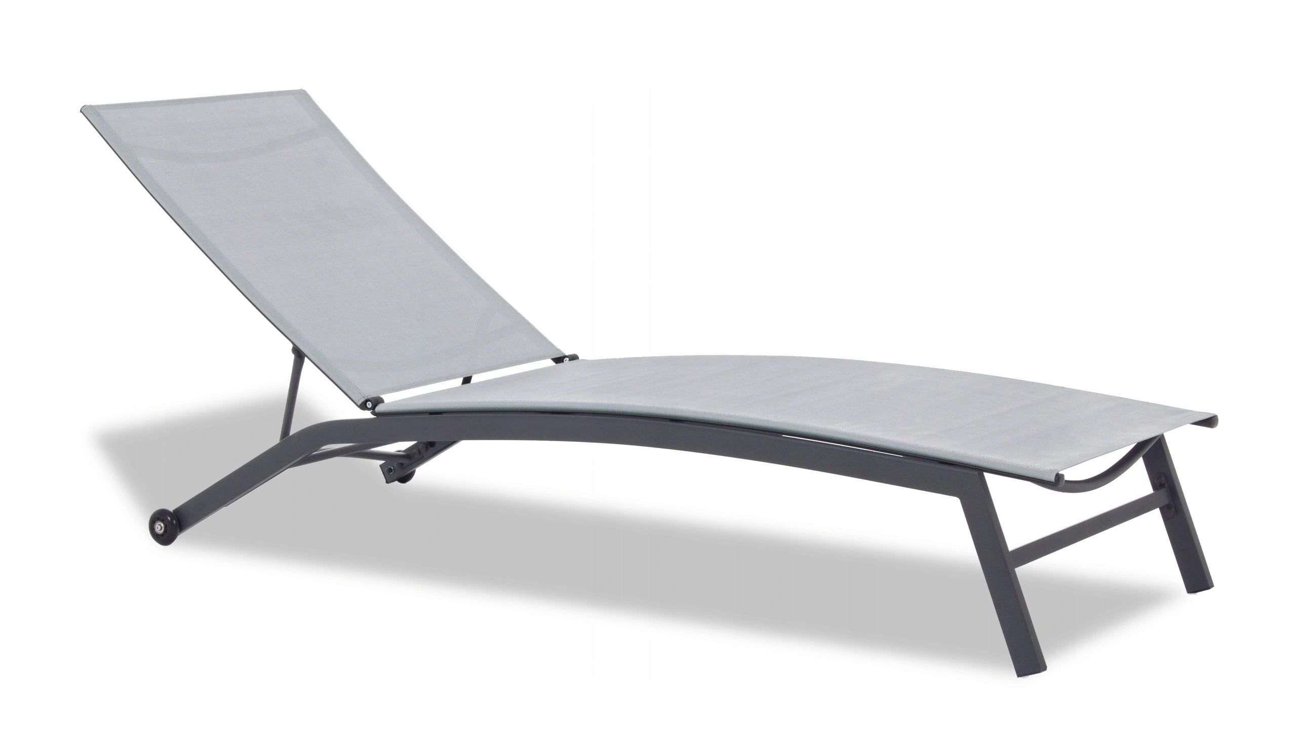 Sezlong pliabil reglabil pentru terasa si balcon, textilena si cadru otel, 195x63x90 cm, gri
