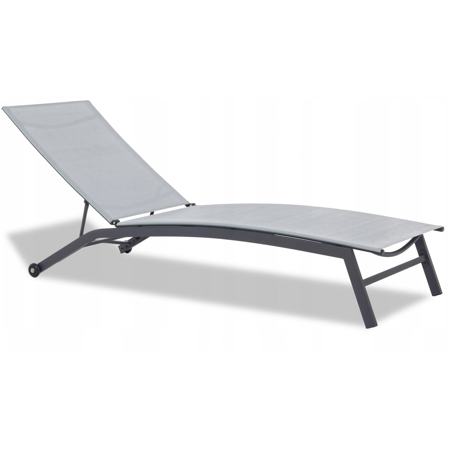 Sezlong pliabil reglabil pentru terasa si balcon, textilena si cadru otel, 195x63x90 cm, gri