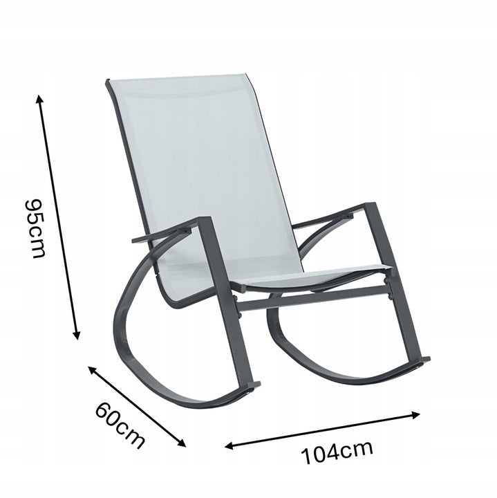 Scaun balansoar de gradina din metal si textil, 60x104x95 cm, capacitate 120 kg, gri