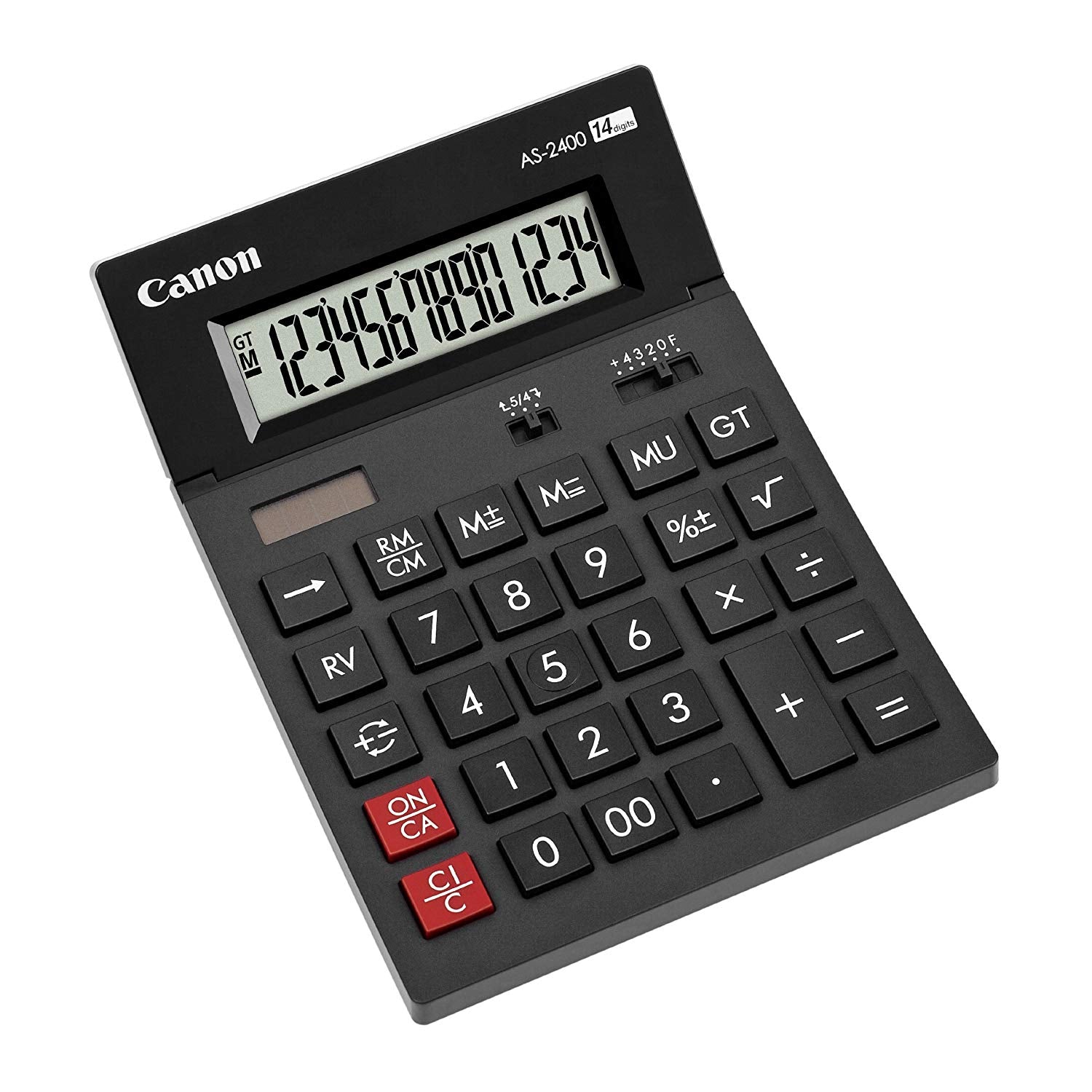 Calculator de birou CANON, AS-2400, ecran 14 digiti, alimentare solara si baterie, negru, "BE4585B001AA"