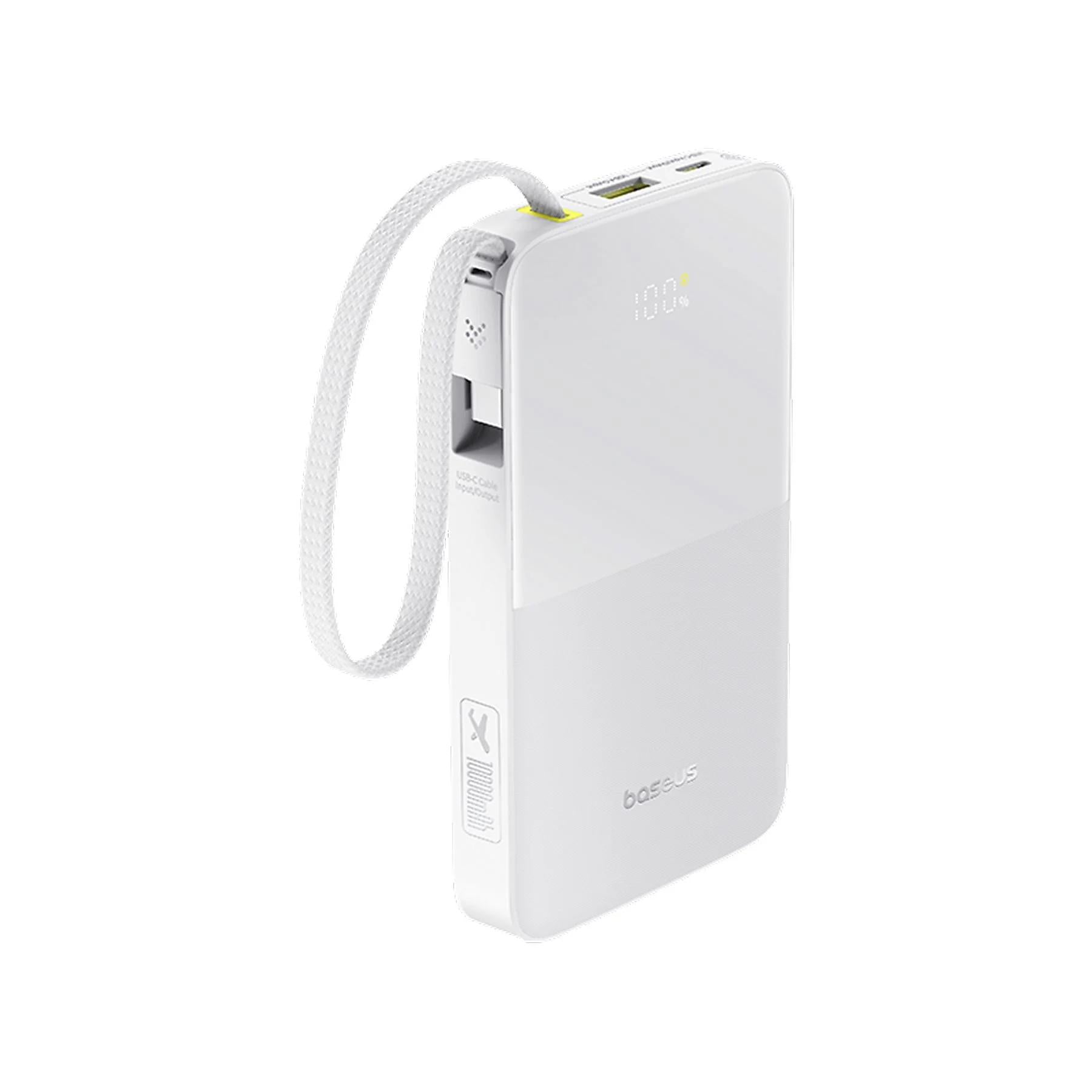 POWER BANK Baseus EnerFill FC51 Bipow2 Pro, 10000mAh, 22.5W, 1 x USB Type-C, 1 x USB, cablu integrat USB Type-C 22cm, alb, "E0027601" - 6932172691868
