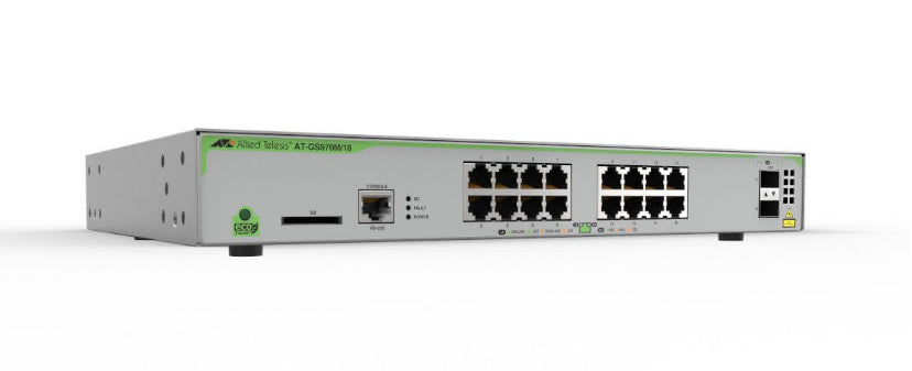 SWITCH ALLIED TELESIS, ATI SW 16P, porturi Gigabit x 16, SFP x 2, managed, rackabil, carcasa metalica, "AT-GS970M/18-50"