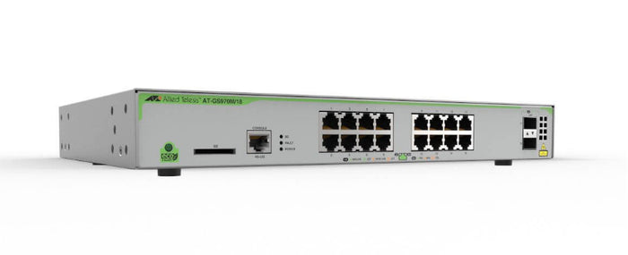 SWITCH Allied Telesis, ATI SW 16P, porturi Gigabit x 16, SFP x 2, managed, rackabil, carcasa metalica, "AT-GS970M/18-50" –