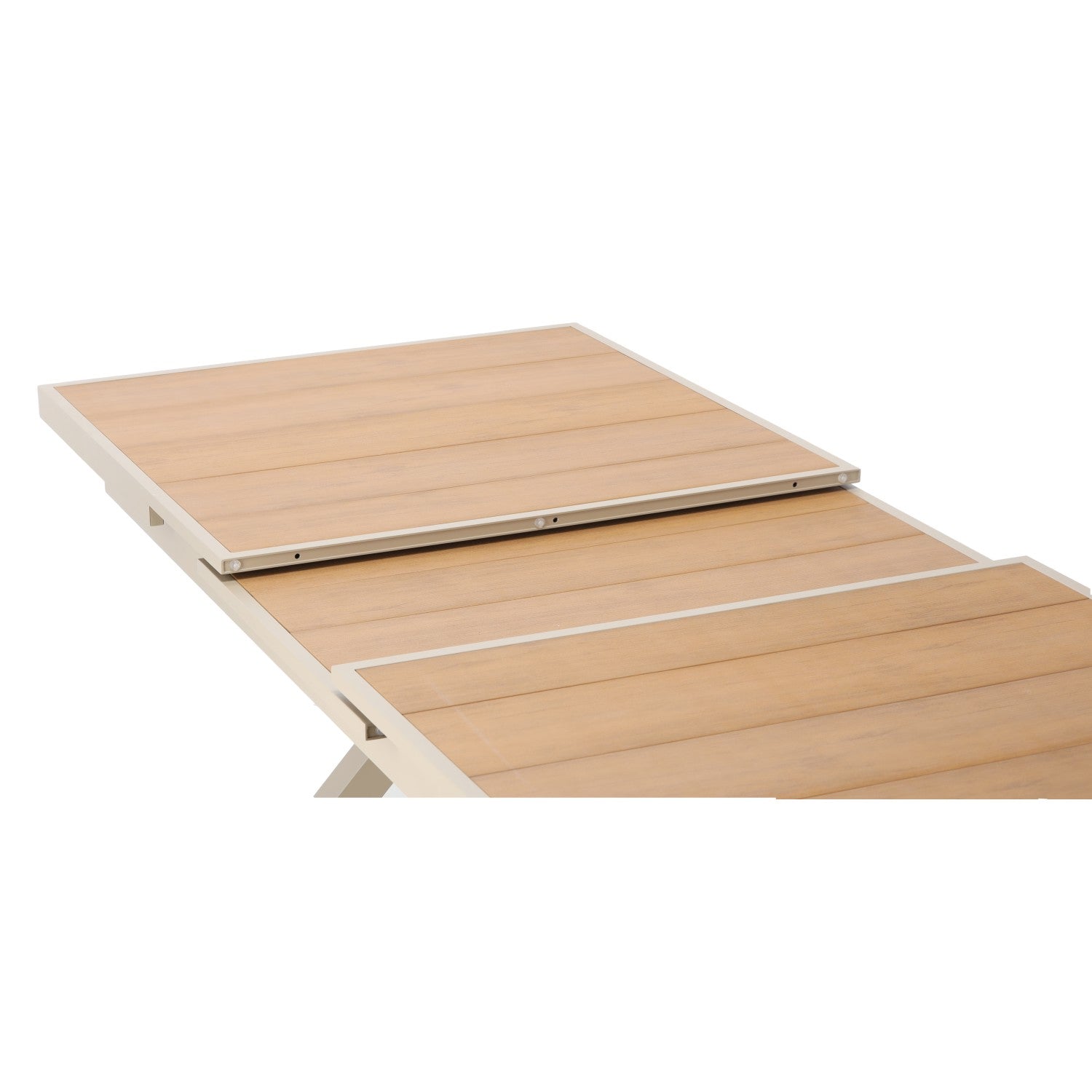 Masa gradina extensibila 180-240 cm din aluminiu cu blat aspect lemn, 180-240x90x76 cm, bej