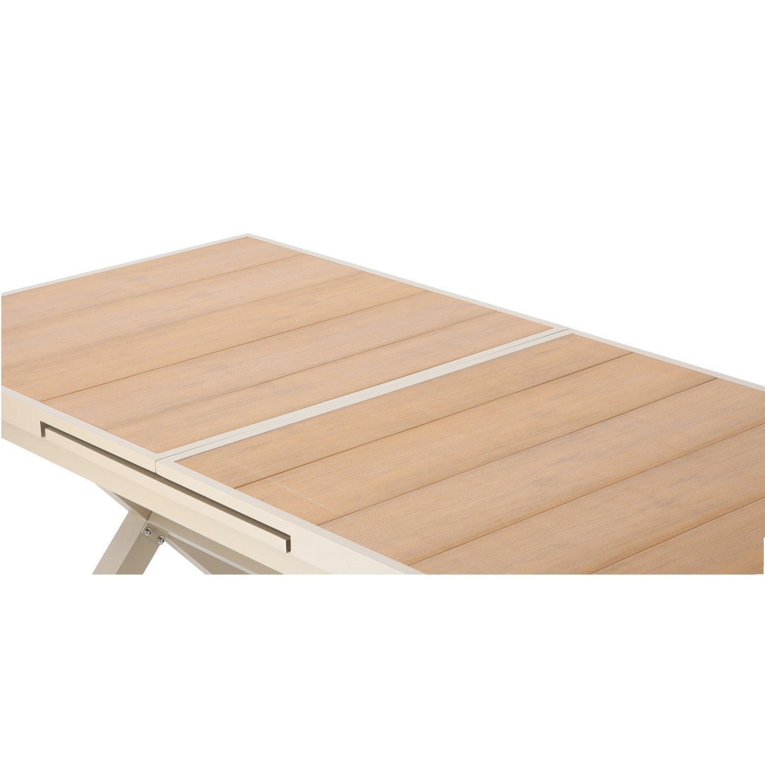 Masa gradina extensibila 180-240 cm din aluminiu cu blat aspect lemn, 180-240x90x76 cm, bej