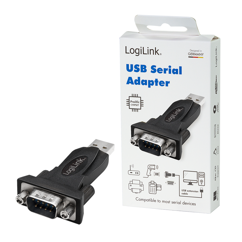 ADAPTOR USB LOGILINK, USB 2.0 (T) la Serial DB9M (9-pin)(RS232)(T), negru, "AU0002F" (include TV 0.06 lei)