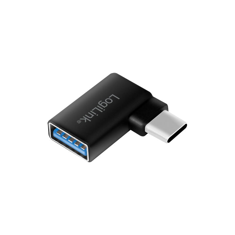 Adaptor Logilink, pt. smartphone, USB 3.2 Type-C (T) la USB 2.0 (M), USB-C 90 grade, pana la 5V / 3A 15W, negru, 