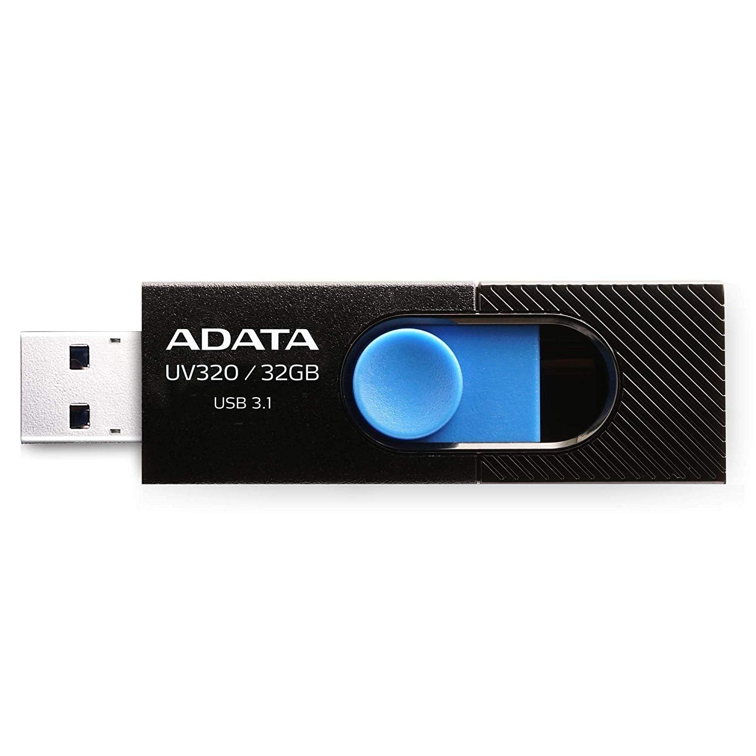 MEMORIE USB 3.2 ADATA 32 GB, retractabila, carcasa plastic, negru / albastru, "AUV320-32G-RBKBL"