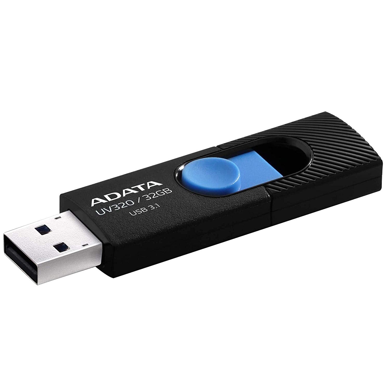 MEMORIE USB 3.2 ADATA 32 GB, retractabila, carcasa plastic, negru / albastru, "AUV320-32G-RBKBL"